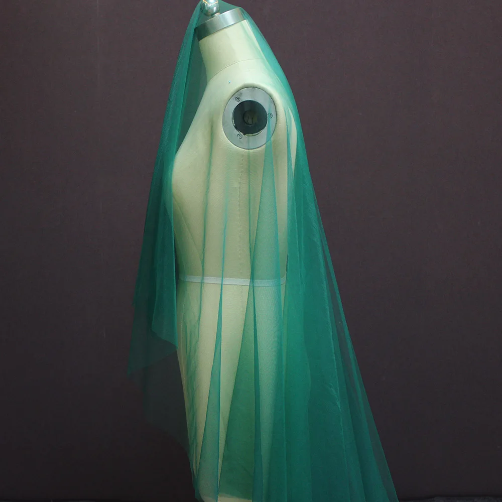 Реальные фотографии Новинка Один слой 3 метра зеленое Тюлевое свадебное платье