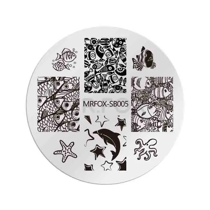 MRFOX-SB005 1 шт. 5,5 см круглый штамповочный лоток для дизайна ногтей Красота изображение передачи шаблоны печати ногтей воздушные инструменты - Цвет: MRFOX-SB005