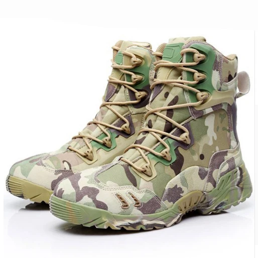 Men Winter Military Boots Leather Camouflage Lace Boots High Top Safety Works Combat Ankle Boots Men's Tactical shoes756