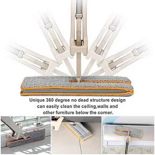 Двусторонняя плоская швабра с самоотжимом удобные накладки из микрофибры ручная