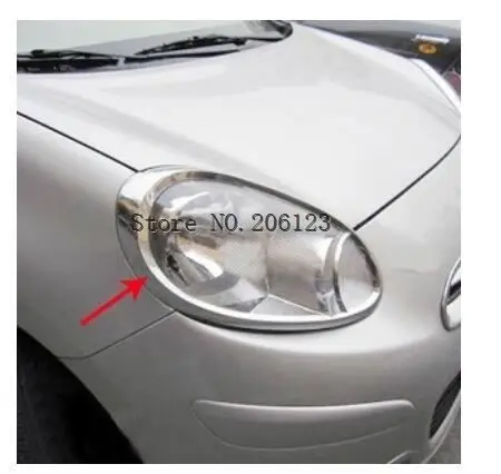 Для Nissan March Micra 2011-2013- ABS Хромированная передняя фара обтекатель фар автозапчасти автостайлинг аксессуары 2 шт