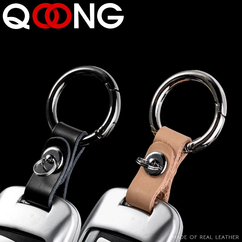 QOONG 2020 брелок ручной работы для автомобиля из натуральной кожи + металла ключей