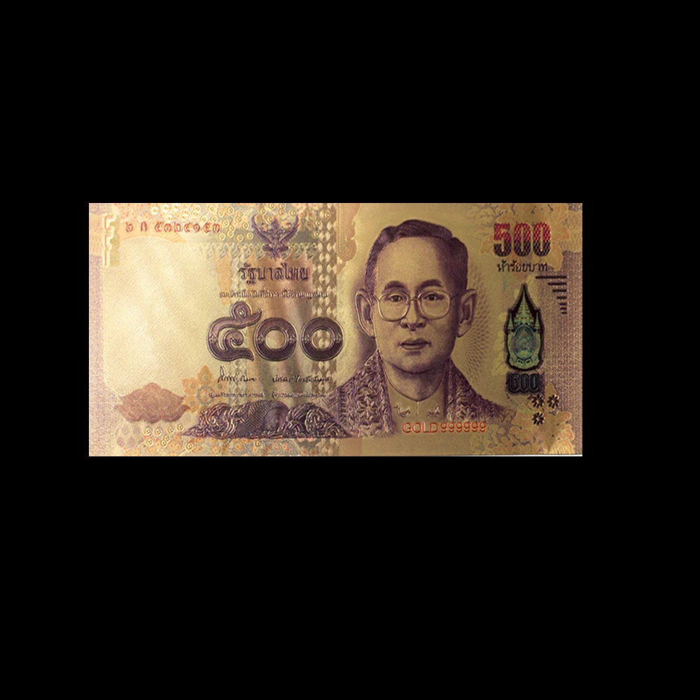10 шт./лот хит продаж цветная тайская Золотая банкнота 500 батов Банкнота в 24k