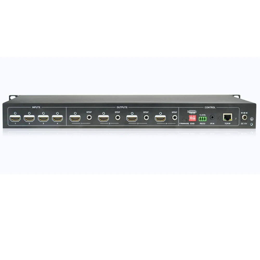 Профессиональная HDMI матрица 4X4 HDMI 2,0 V HDCP 2,2 4k X 2 k/60 hz 4k X 2 k/30 hz 3D& 1080P с RS232 управлением и настройкой EDID, TCP/IP