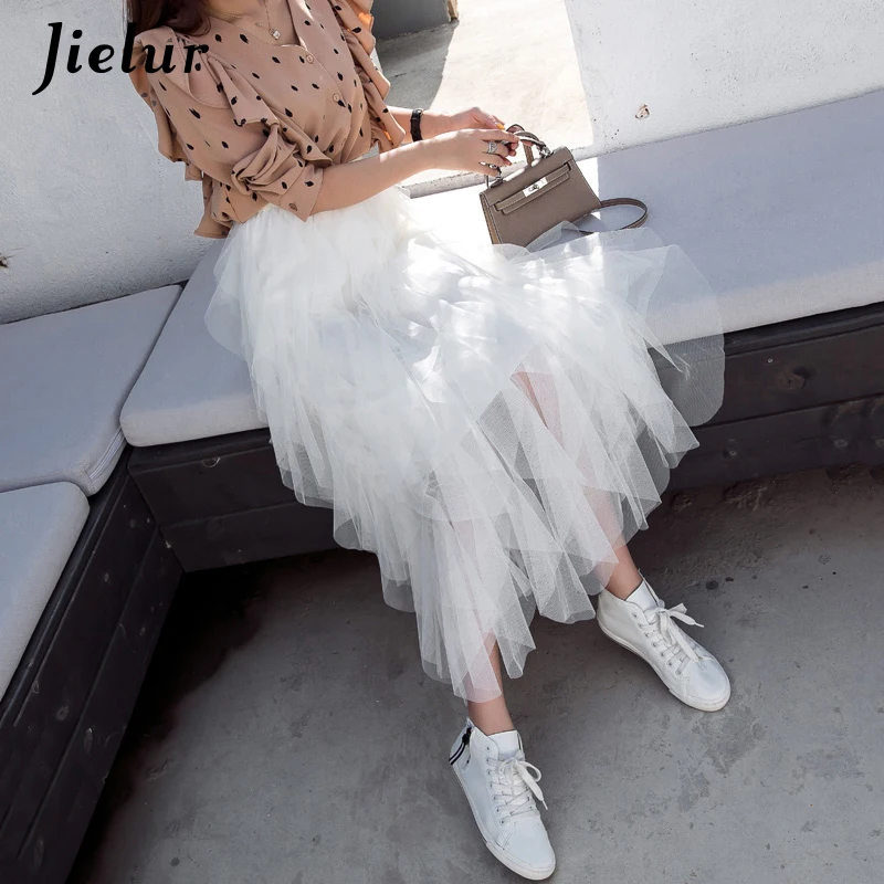 Jielur черная юбка Для женщин сезон: весна–лето 2019 Винтаж Высокая талия