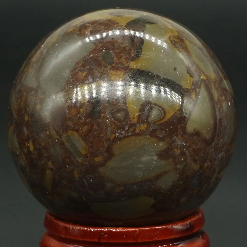 

40MM Natural Gemstone Bamboo Jasper Stone Sphere Crystal Ball Reiki Healing Globe Home Decor