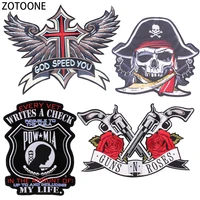 zotoone pirate punk vintage garment patch diy embroidered patches applique for clothes guns and roses back badges applications e