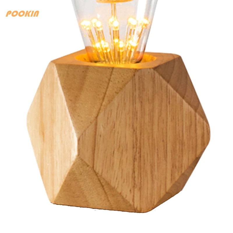 

Modern wooden base book lights table lamp with button switch E27 holder mini retro bedside lamp for home bedroom decor