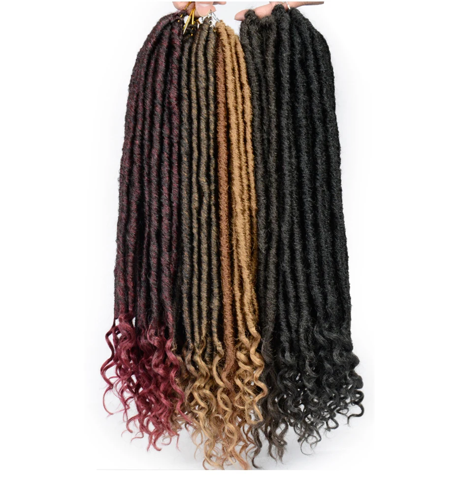 SAMBRAID Goddess Faux locs CURLY, вязанные крючком косички, накладные волосы, синтетические плетеные волосы, мягкие искусственные замки, 24 корня/18 дюймов, упаковка