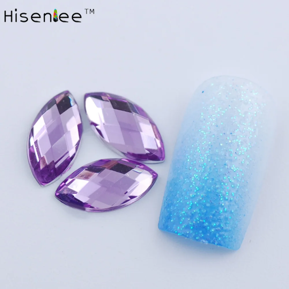 Hisenlee, 5x10 мм, 200 шт, цветные, 3D, конский глаз, для дизайна ногтей, стразы для женщин, блестящий камень, сделай сам, украшения для ногтей, инструменты - Цвет: light Purple