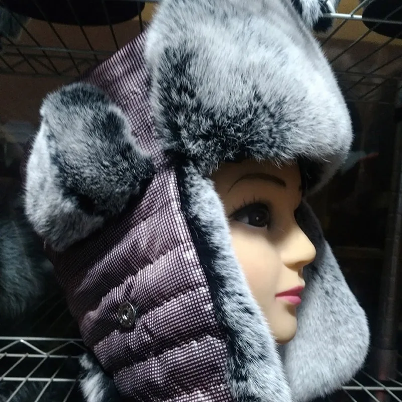 Fashion Colorful Winter Hat For Women Girls Bomber Hat Earflap Cap Cold Winter Thickening Warm real Fur Russian Trapper Hat