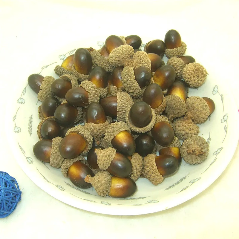 Light Brown 10 шт., искусственные мини-украшения из желудя, фруктов, дуба, пена, орех, деревенский декор для свадебной вечеринки, Рождественская елка, рождественские украшения для дома - Цвет: Light Brown