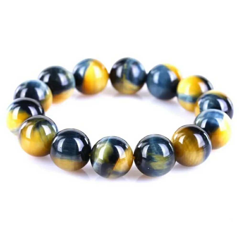 Natural Gold Blue Tiger's Eye Gemstone Round Beads Brazil Crystal Stretch For Man Woman Bracelets 10mm 12mm 14mm 16mm 18mm AAAAA |