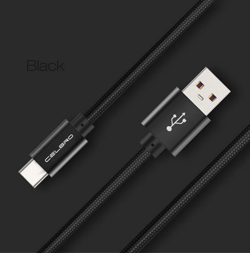 Black 5A USB зарядное устройство кабель для зарядки телефона кабель Usb C для huawei P30 Pro Lite Honor 20 10 8 Supercharge type-C кабель каво Usb провод - Цвет: Black