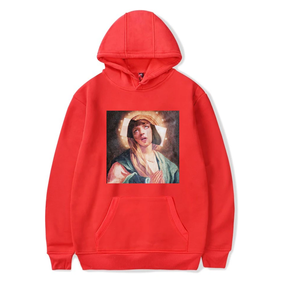 Virgin Mary/мужские забавные толстовки с капюшоном из целлюлозы, толстовки в стиле хип-хоп, уличная одежда для мужчин, свитшоты Mary, толстовки больших размеров - Цвет: red