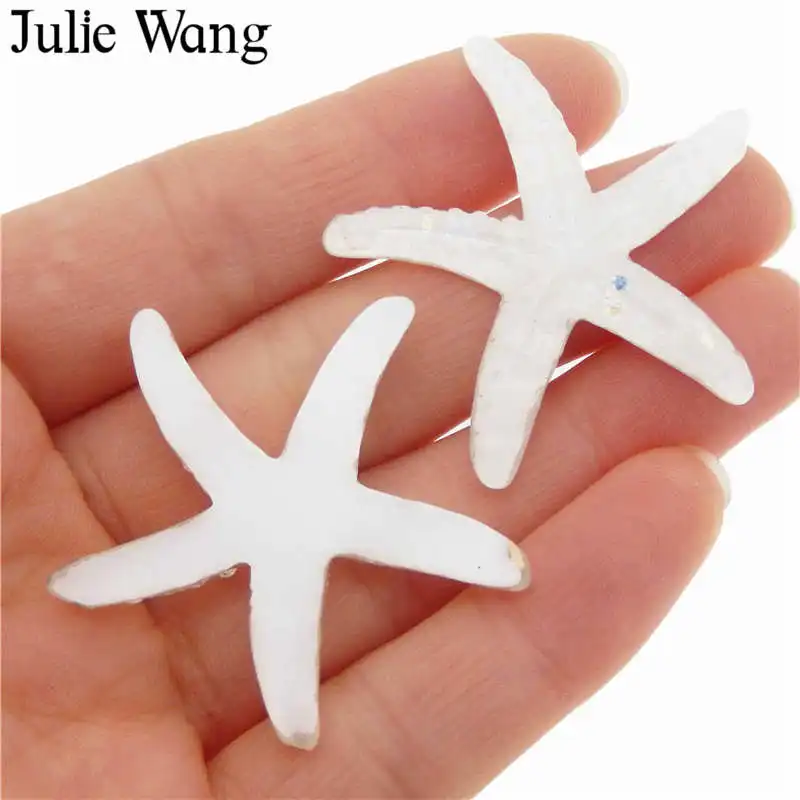 Julie Wang 6 шт. 40x36 мм полимерные Большие морские звезды с плоским основанием Кабошоны