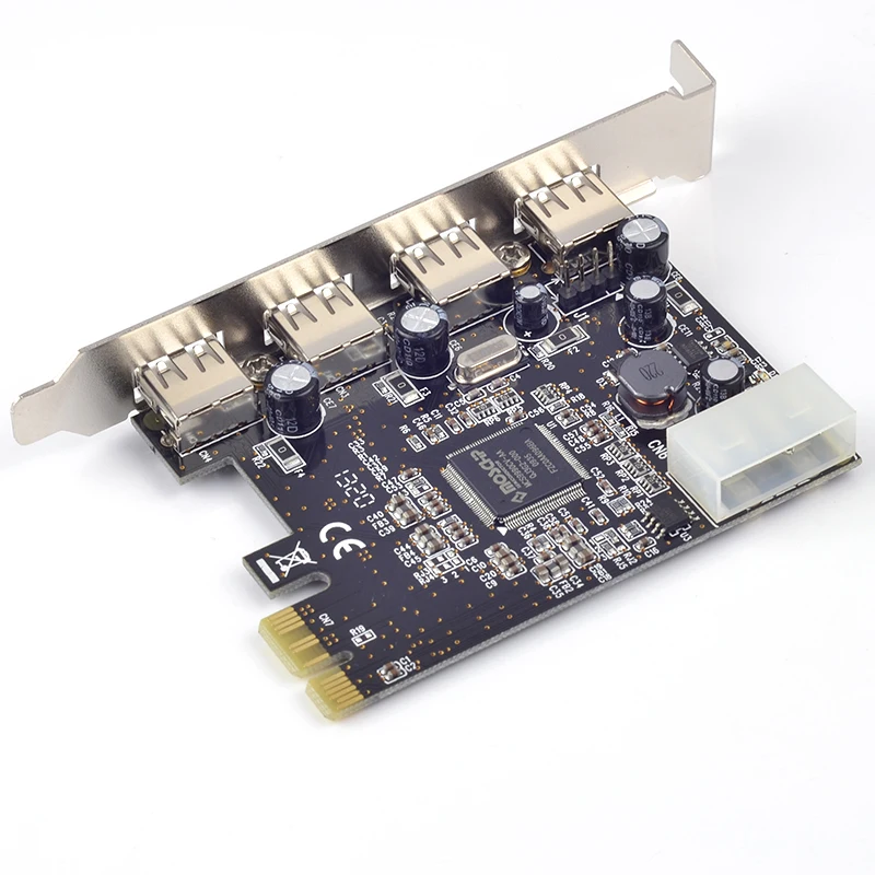 USB 2 0 PCIE PCI-Express x1 карта 4 внешних порта USB2.0 мощьip с 4pin блоком питания | Компьютеры и