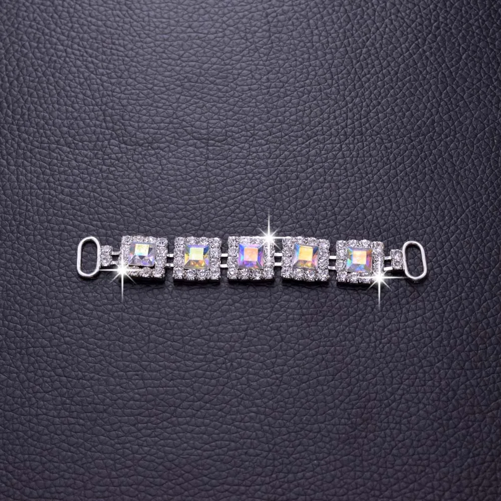 10 шт. квадратное серебряное бикини со стразами разъемы металлические пряжки для