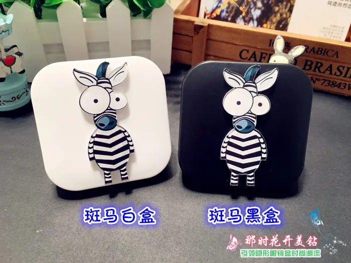 LIUSVENTINA DIY акриловые милые животные Страус жираф зебра контактная линза коробка с