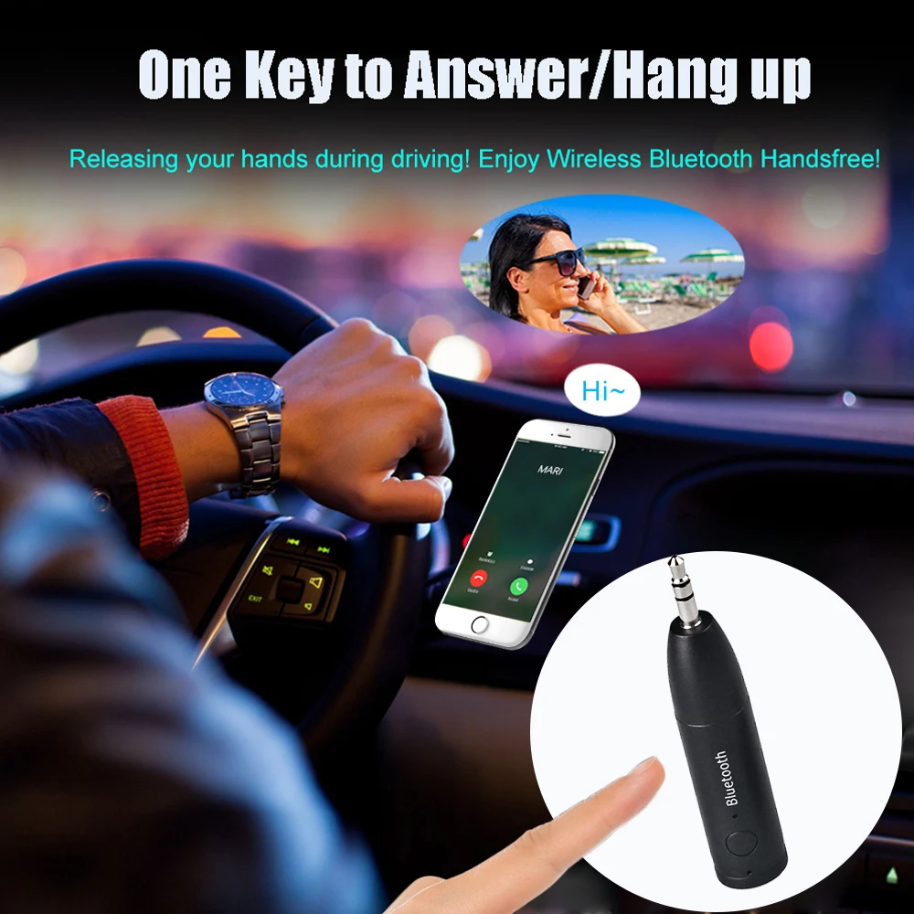 JINSERTA мини комплект беспроводной связи Bluetooth для автомобиля Hands free 3,5 мм разъем Bluetooth аудио приемник адаптер AUX для динамика наушников