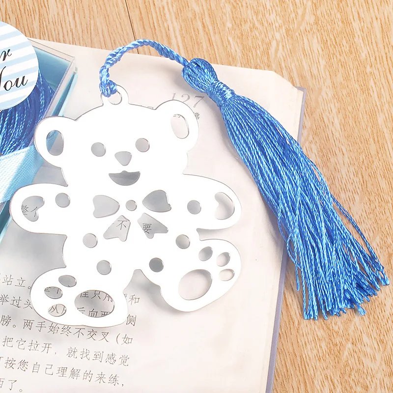 (10 pieces/lot) Pink And Light Blue Cute Bear Bookmark For Baby Shower Christening Birthday Children's Day Gift Souvenir BK011P | Дом и