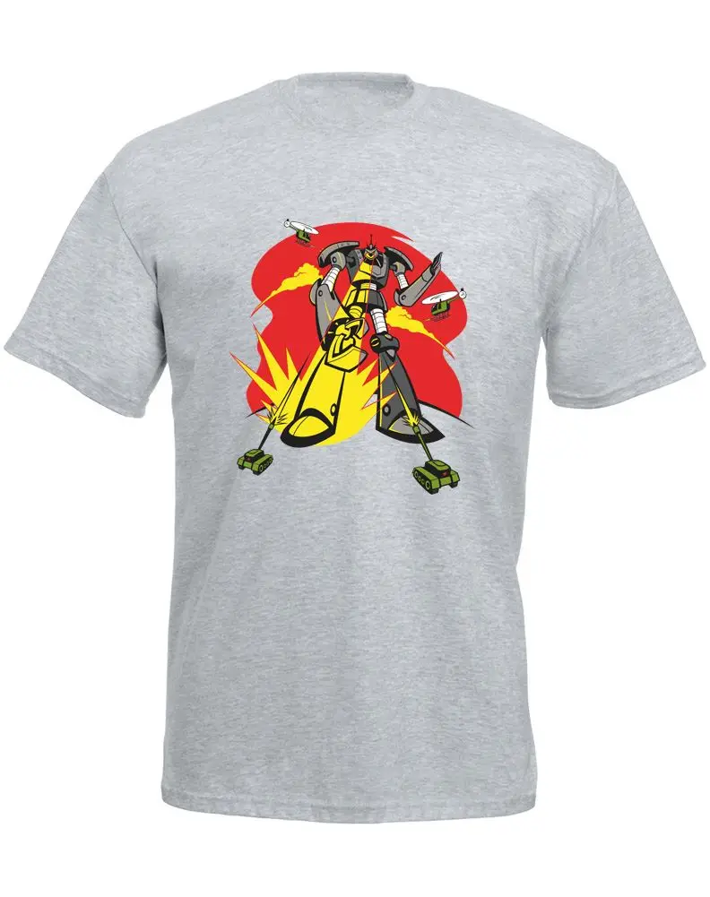 2017 Лето Футболка Робот Атаки Экипаж Шеи Регулярный Короткий Футболку Для Мужчин|t