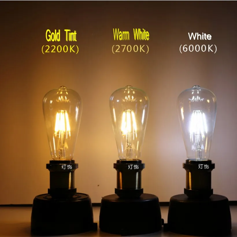 Винтажная Светодиодная лампа Эдисона ST64 A60 A19 G80 G95 G125 шариковая золотого оттенка