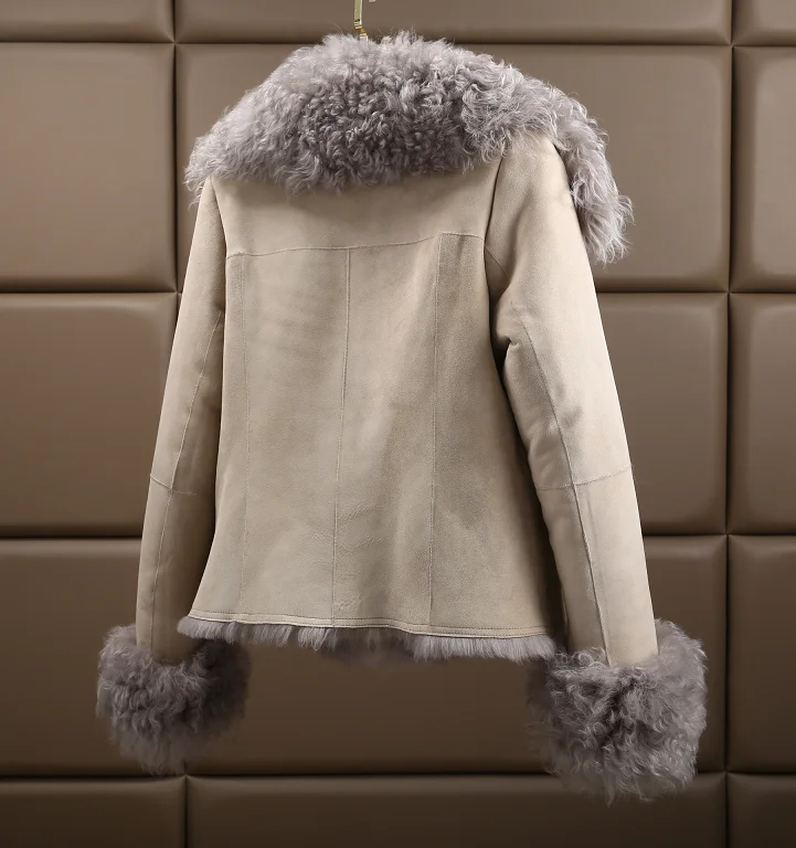 OFTBUY, зимняя куртка для женщин, настоящее двустороннее меховое пальто, натуральная монгольская овечья шерсть, парка, Байкерская уличная одежда, винтажная мода
