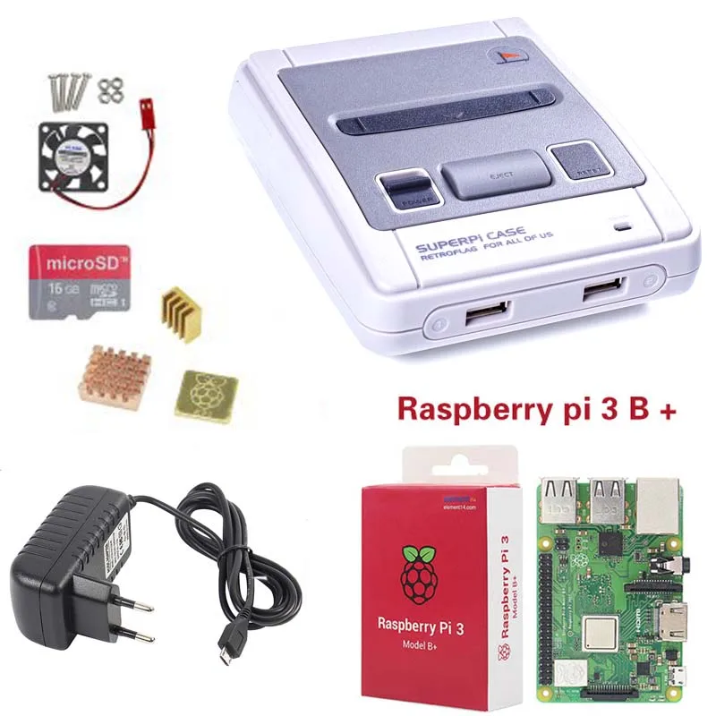 Retroflag SUPERPi чехол J NESPi + Raspberry pi 3 Model B/B Наборы 5V 3A Мощность 16/картой памяти на 32 ГБ