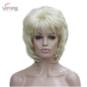 StrongBeauty женский синтетический парик, короткие прямые пушистые парики из натуральных волос без косточек, отбеливатель, блондинка #613