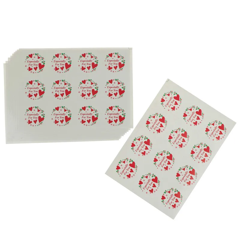 Упаковка для торта с красным сердцем герметизирующие этикетки из крафтовой