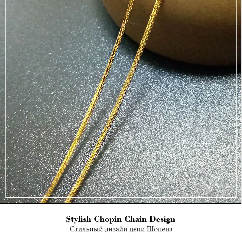 ZHIXI 18K золотые украшения Подлинная 18K цепочка из желтого золота длинное Настоящее ожерелье Au750 Подвеска подарок на свадьбу для женщин ZXX312