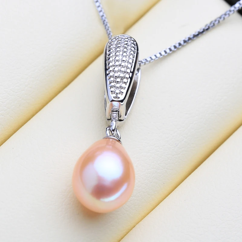 

FENASY Genuine Natural Freshwater Pendant Necklace For Women Fashion 925 Sterling Silver Chain Necklace With Pearl Jewelry
