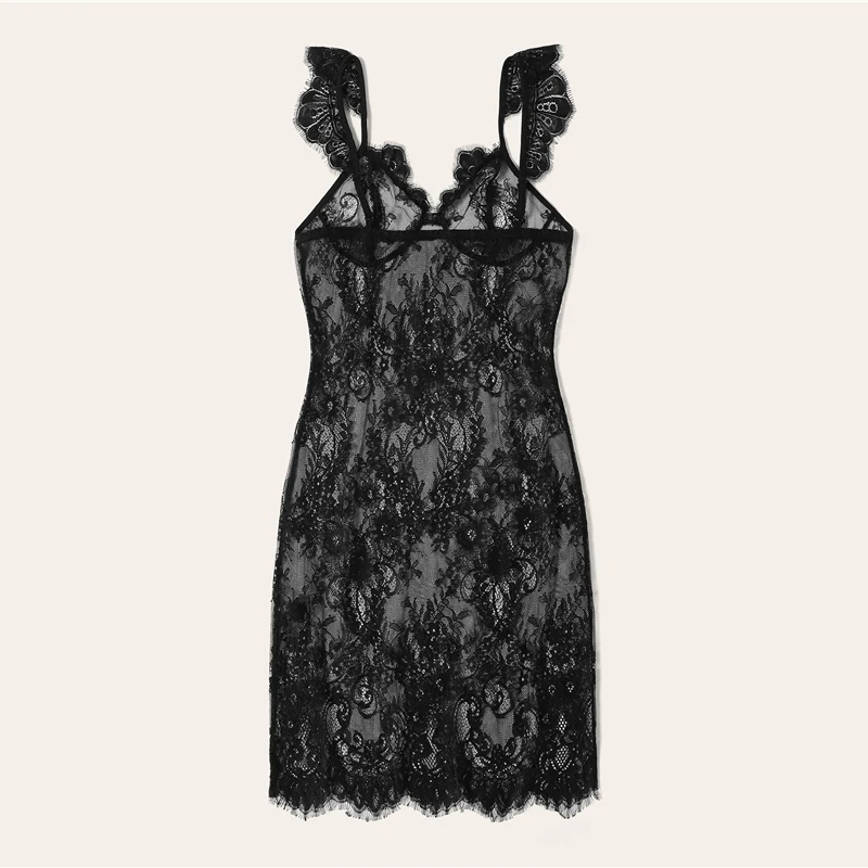 SHEIN Кружевная Ночная Рубашка Сексуальная Пижама Кружевная Пижама
