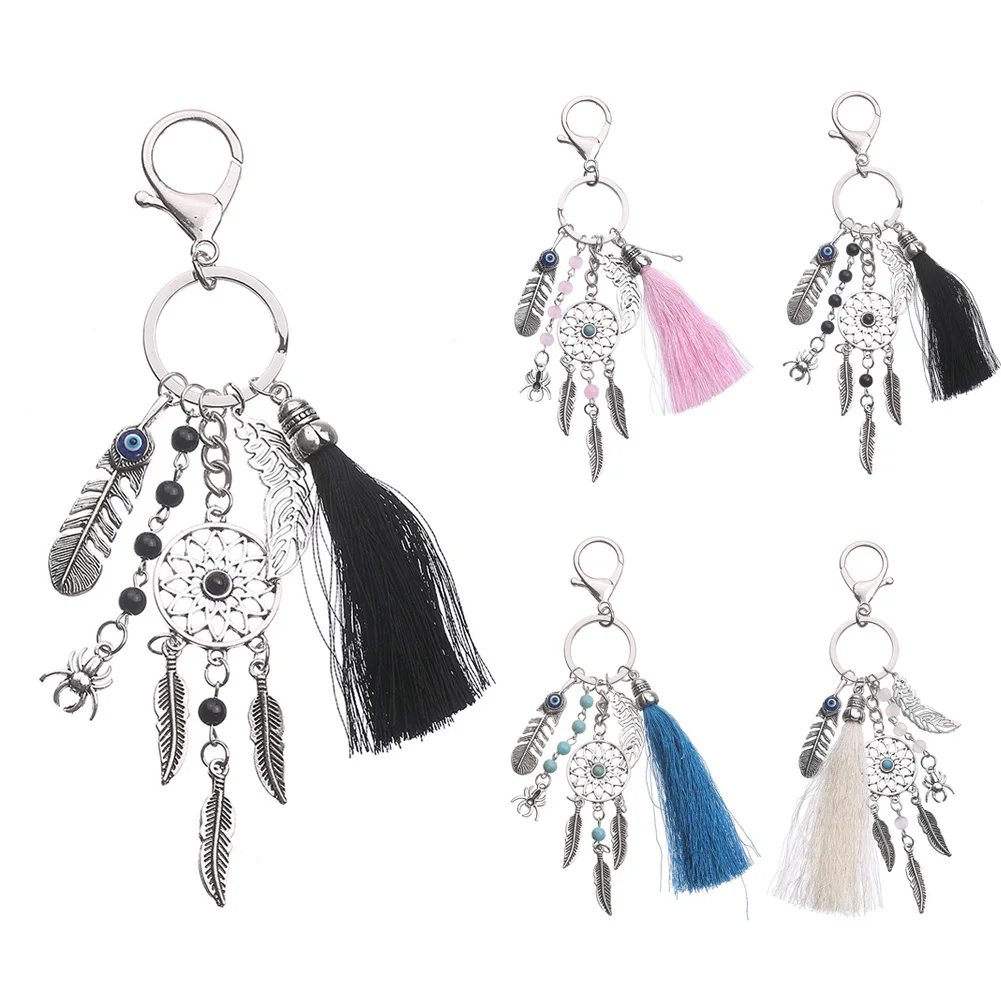 Ручной работы натуральный каменный брелок Ловец снов с кисточками для ключей