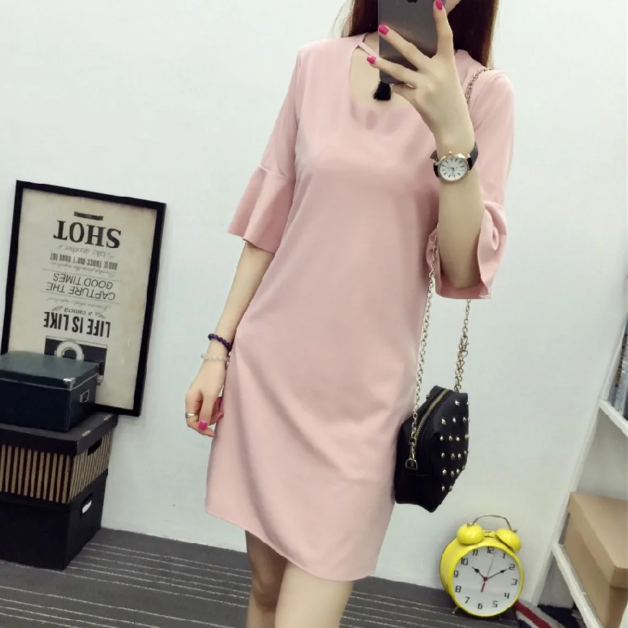 С расклешенными рукавами Повседневные платья 2018 летняя Для женщин О-образным