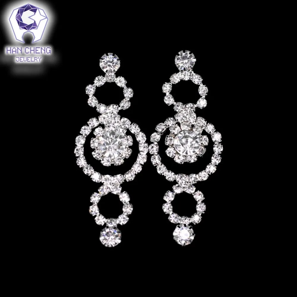 HanCheng Fashion Luxury Wedding Silver Plated Bride Rhinestone Hollow Flowers Necklace/Earrings For Women Jewelry Set Parures | Украшения и