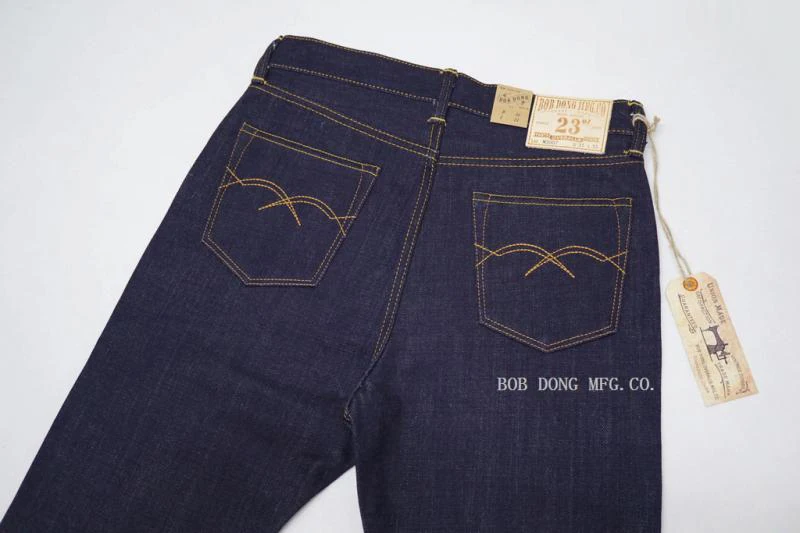 BOB DONG 23 унции мужские джинсы красная линия Selvage джинсовые брюки Slim Fit прямые ноги