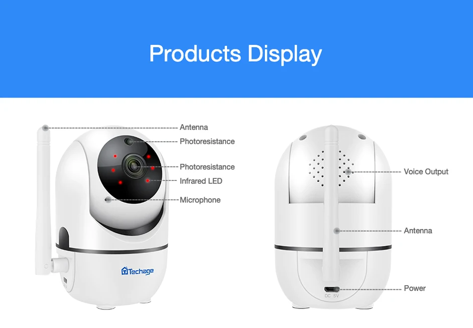 Techage 1080P 720 Беспроводной камера с функцией автоматического слежения 2 Way Аудио Звук IP Камера SD карты запись для защиты детей и домашних животных монитор наблюдения YCC365