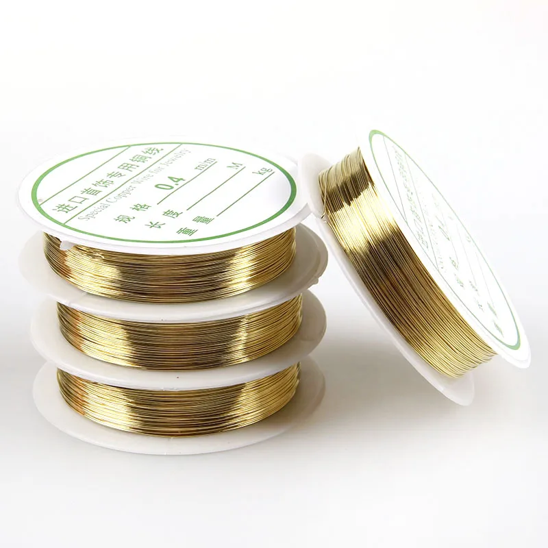 Gold 0.4mm 10M Мульти-размер, медная проволока, тянущаяся эластичная катушка, шнур, Хрустальная нить, нить для изготовления ювелирных изделий, бисероплетение, браслет, рыбалка - Цвет: Gold 0.4mm 10M