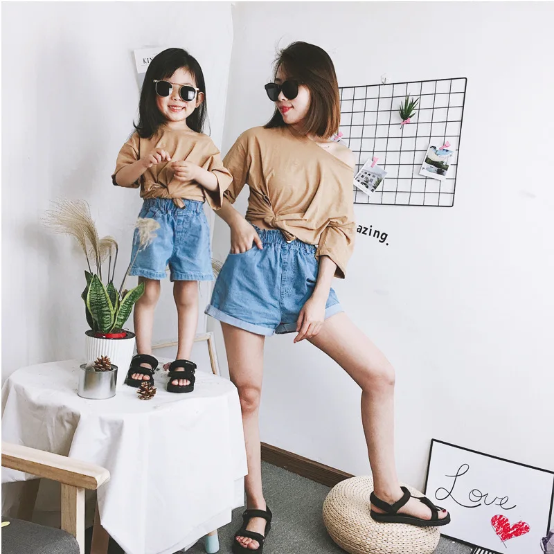 Одежда для семьи одежда мамы и дочки летние модные новые джинсовые шорты