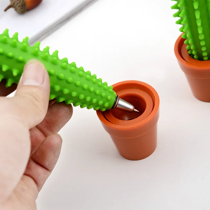 1 Pcs Insert Cartridge Type 0.5 Creative Cartoon Ball Pen Novelty Cactus Student Teacher Writing Point Stationery | Канцтовары для