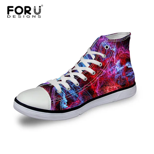 HA0011AK FORUDESIGNS/Модная женская повседневная обувь с принтом Галактики, Вулканизированная парусиновая обувь с высоким берцем женская обувь на плоской подошве со шнуровкой для девочек, tenis feminino - Цвет: HA0011AK