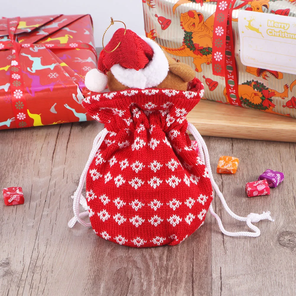 3pcs Wool Cute Knitting Drawstring Bear Candy Bag Gift for Home Party Decoration Christmas | Дом и сад
