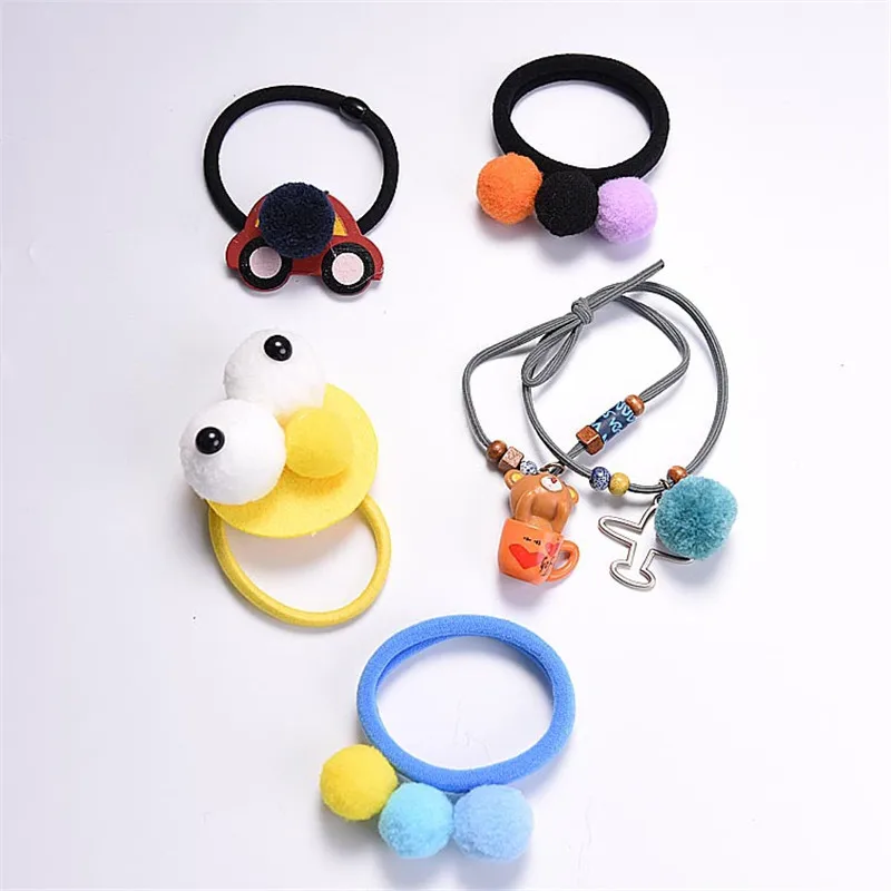 5pcs Sale Children Korean Style cute cartoon big eye hair rope Lovely Hair Clips Girls Popular Accessories wholesale | Детская одежда и