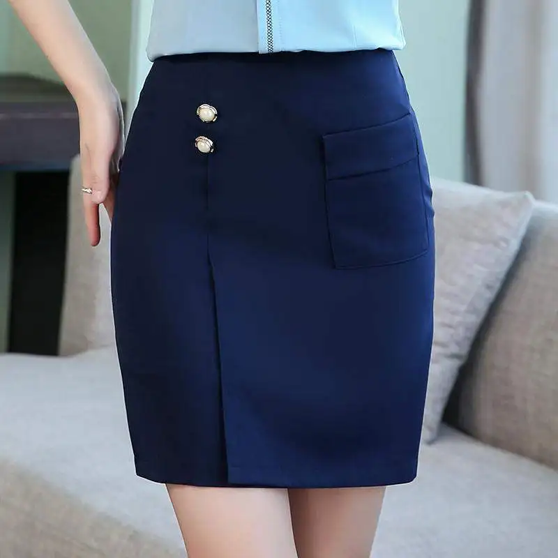 Navy blue skirt Naviu Новая модная юбка-карандаш высокого качества faldas mujer moda летняя офисная одношаговая юбка формальная нижняя часть - Цвет: Navy blue skirt