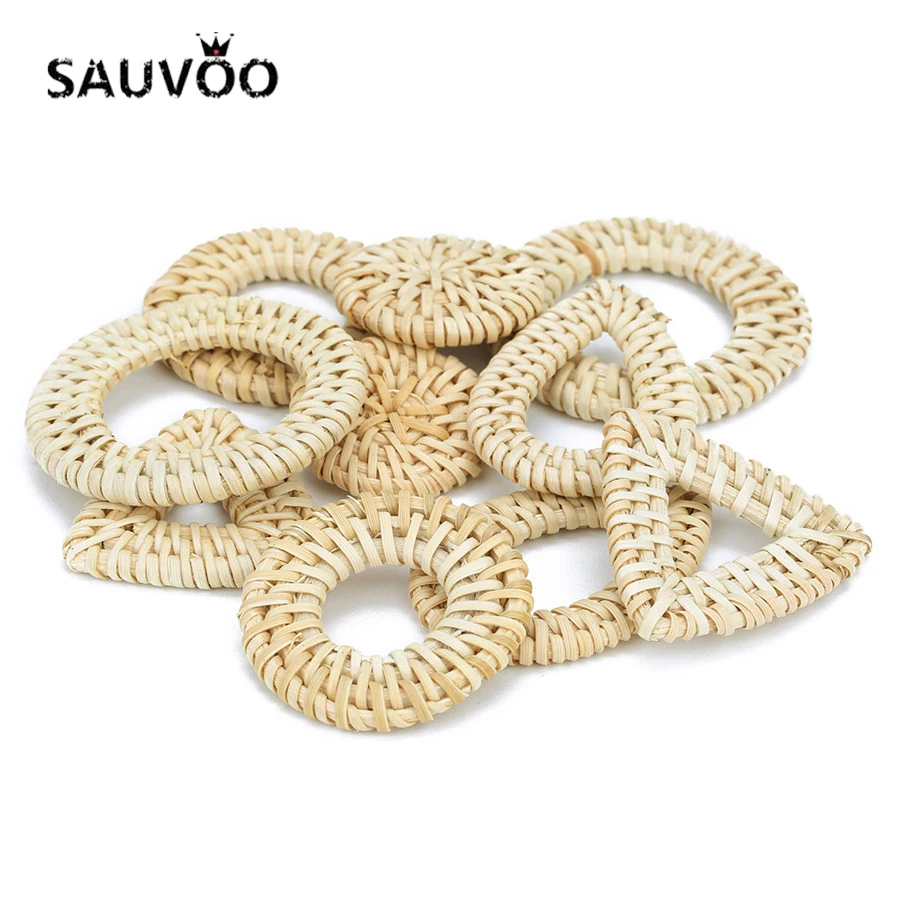SAUVOO 2 шт./лот 50 мм 50x35 42 31 круглые треугольные полые Ротанговые подвески серьги