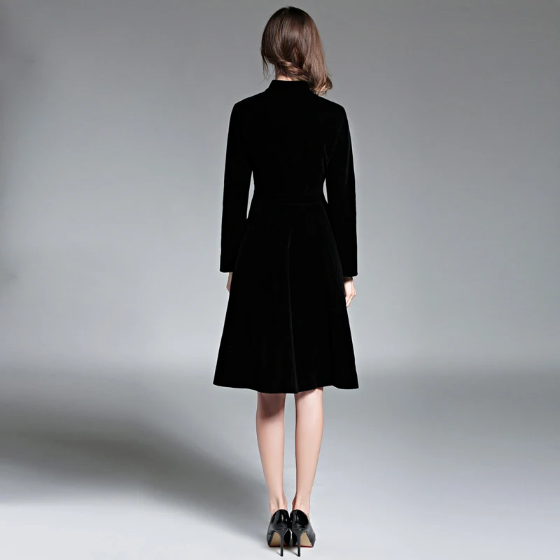 Элегантное черное бархатное платье зимние платья для женщин 2021 Vestido винтажные