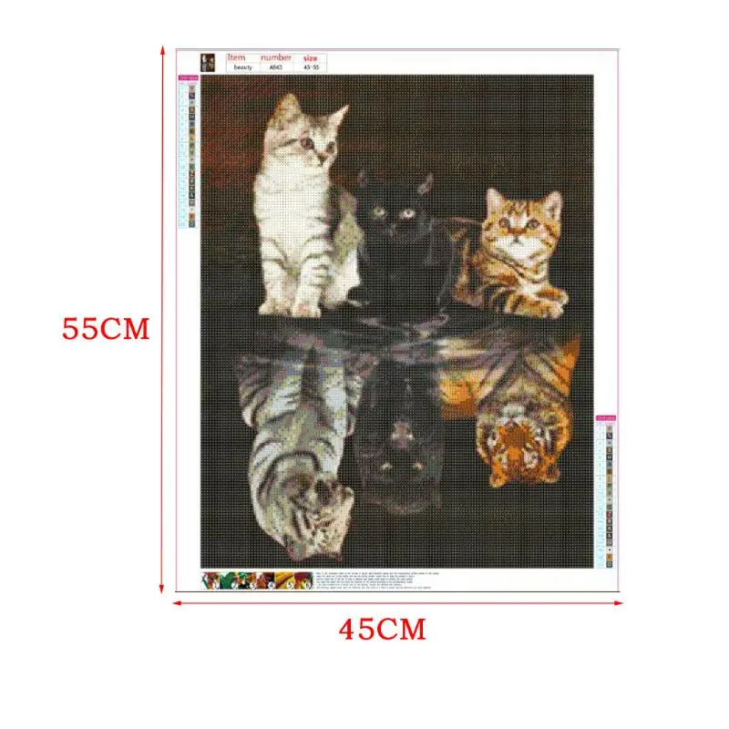 Отражение кошка DIY 5D полная дрель алмазная живопись вышивка крестиком набор Стразы домашний Декор Ремесло