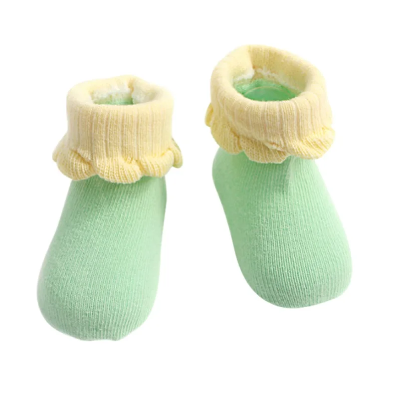 Нескользящие теплые хлопковые носки для новорожденных осенне-зимние Утепленные